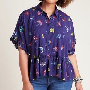 Maeve by Anthro Mallory Button Down Peplum Blouse